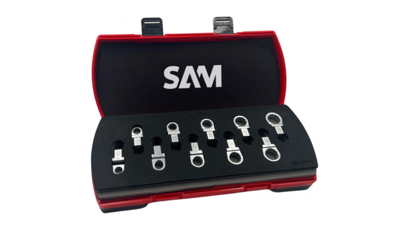 SAM DEC0 Series 11-Piece Spanner Set, 8 - 10 - 11 - 12 - 13 - 14 - 15 - 16 - 17 - 18 - 19, Chrome Vanadium Steel