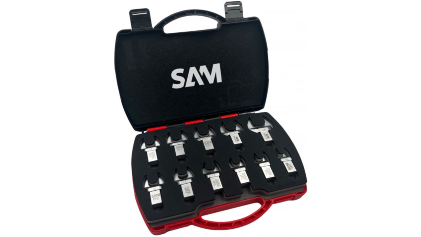 SAM DFC Series 11-Piece Spanner Set, 13 - 14 - 15 - 16 - 17 - 18 - 19 - 21 - 22 - 24 - 27, Chrome Vanadium Steel