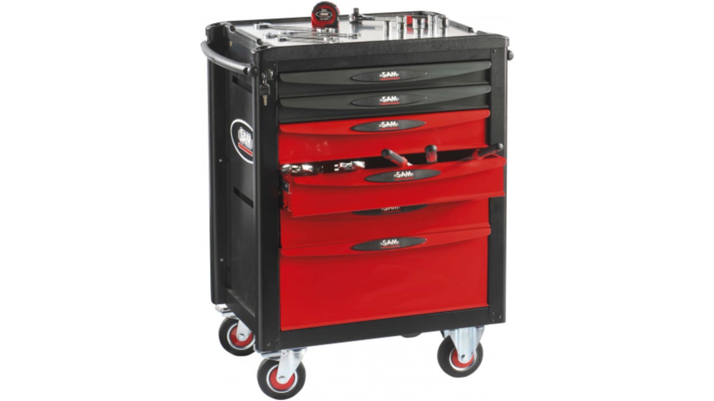 Maleta trolley para herramientas SAM de ABS con 7 cajones, 510mm (l.) x 710mm (an.) x 940mm (alt.)