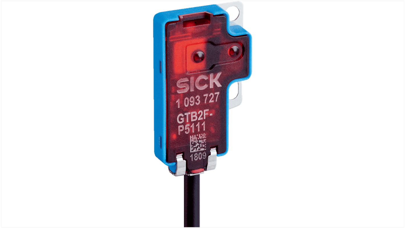 Fotocélula rectangular Sick Proximidad, alcance 9 mm, salida NPN, Cable libre, IP67