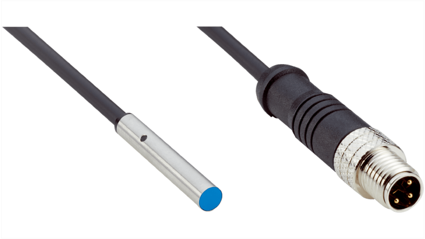 Sick IMM Series Inductive Barrel-Style Inductive Proximity Sensor, M4 x 0.5, 0.8 mm Detection, PNP Output, 10 →