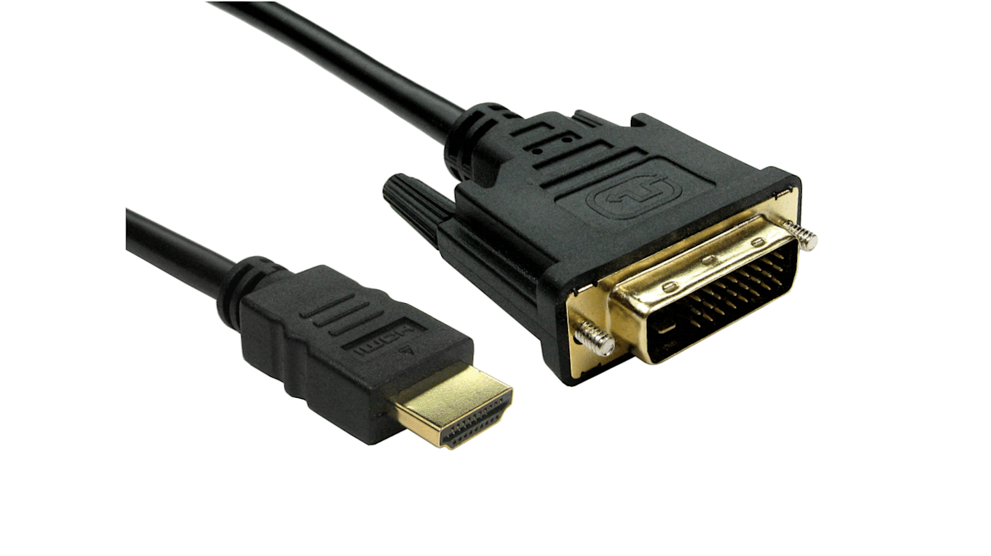 RS PRO 4K Male HDMI to Male DVI-D Single Link  Cable, 1m