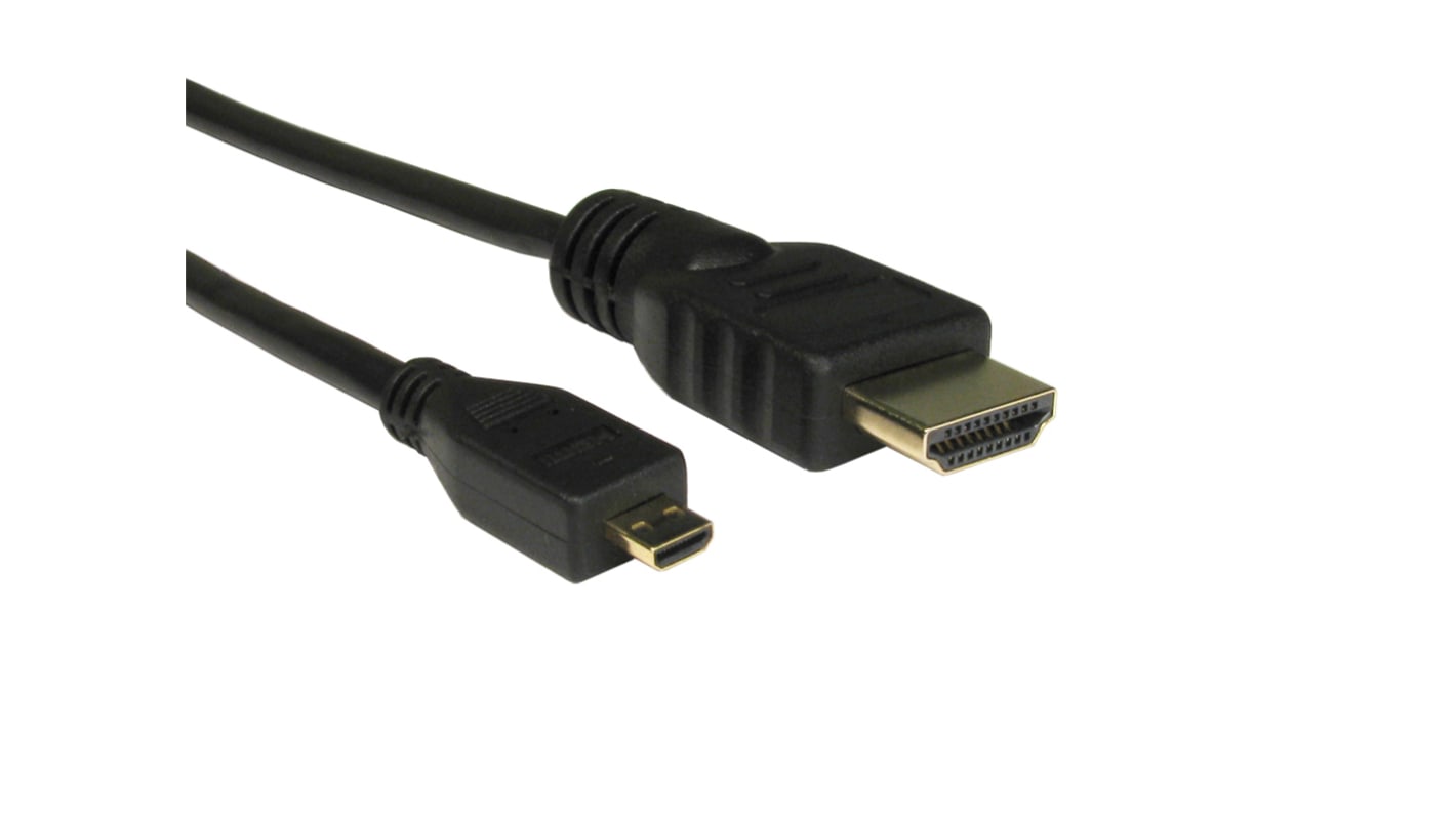 RS PRO 4K HDMI 1.4 Male Micro HDMI to Male HDMI  Cable, 1.5m