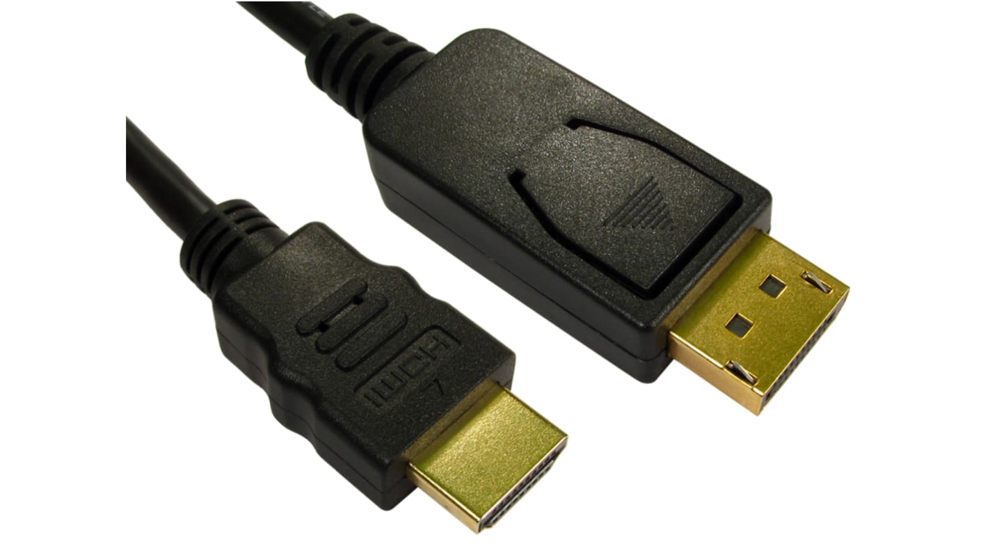 RS PRO DisplayPort kábel, Külső menetes-Külső menetes, 1m