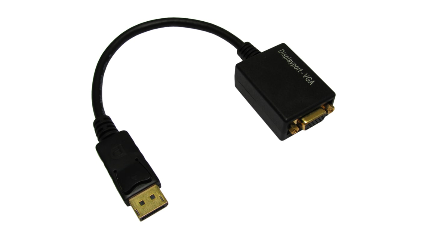 RS PRO Male DisplayPort to Female VGA, PVC  Cable, 1080p, 150mm