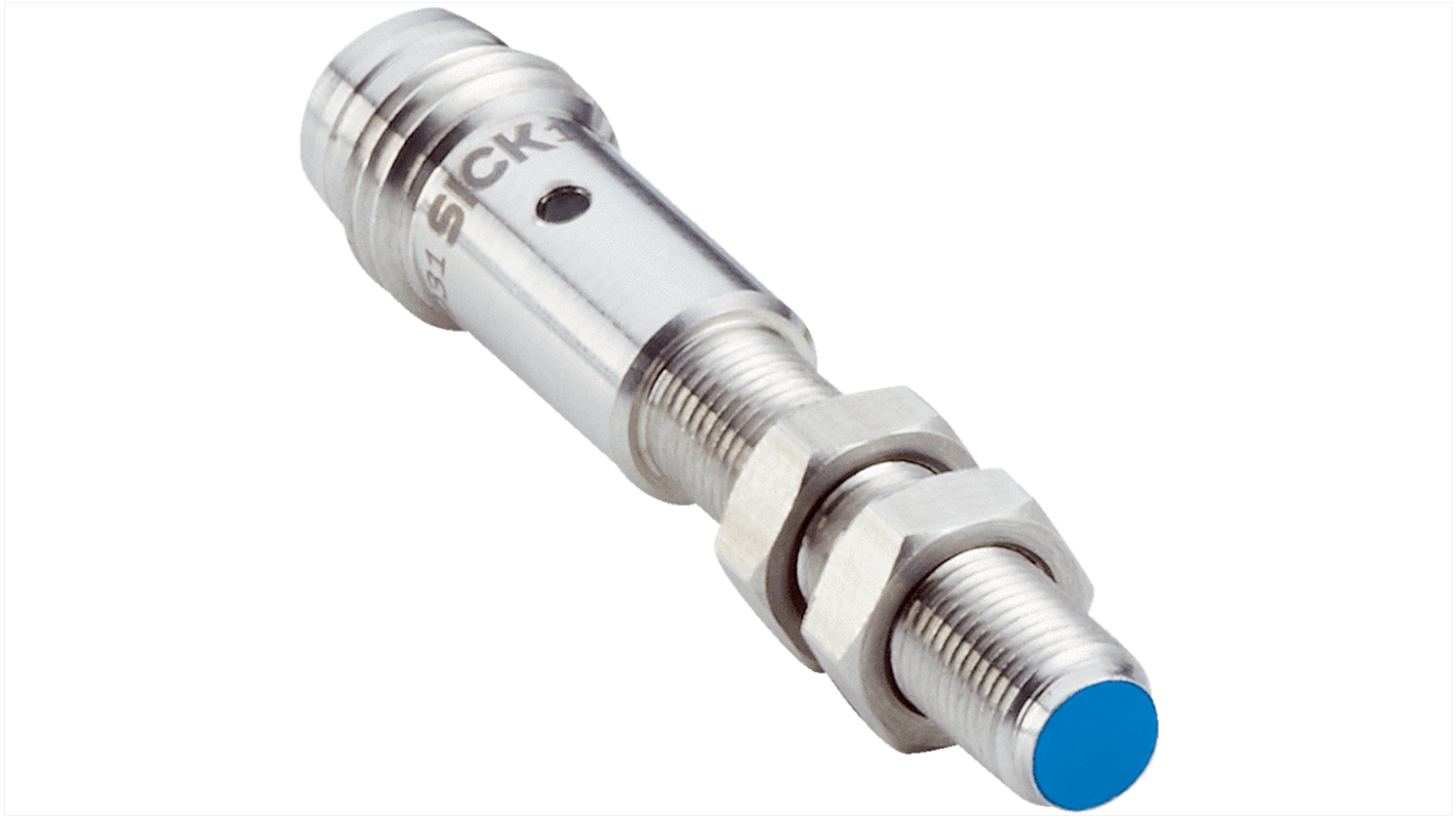 Sick IMM Series Inductive Barrel-Style Inductive Proximity Sensor, M5 x 0.5, 0.8 mm Detection, PNP Output, 10 →