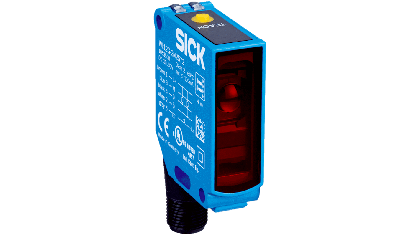 Sick WL12G Rechteckig Optischer Sensor, Reflektierend, Bereich 4 m, PNP Ausgang, Steckverbinder, Hell-/dunkelschaltend