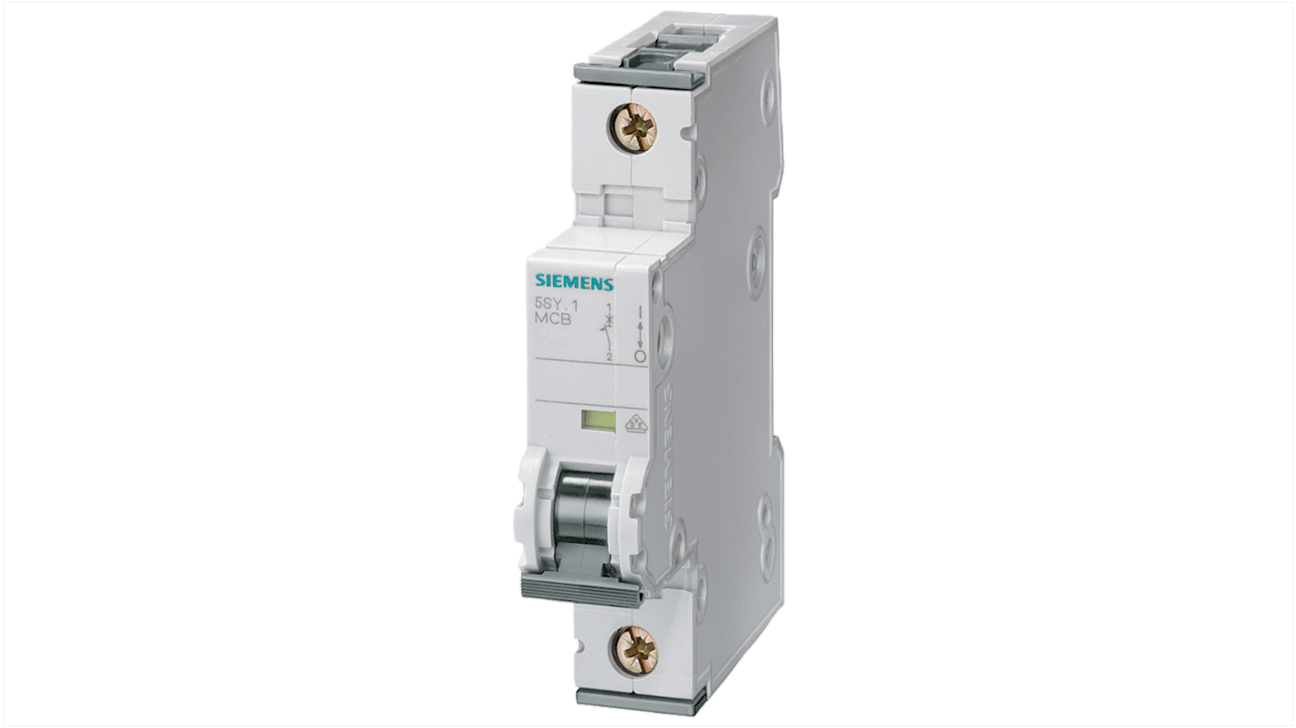 Siemens 5SY41 5SY MCB Mini Circuit Breaker, 1P, 3A, Type A, 400V AC, 60V DC, 10 kA Breaking Capacity