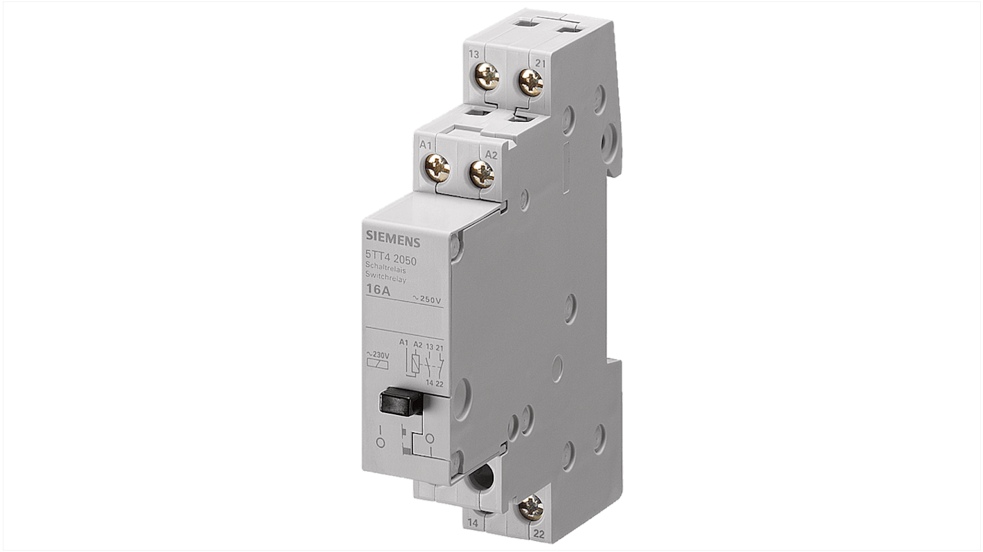 Relé de potencia con enclavamiento Siemens, DPST, bobina 24V ac, 16A, Carril DIN