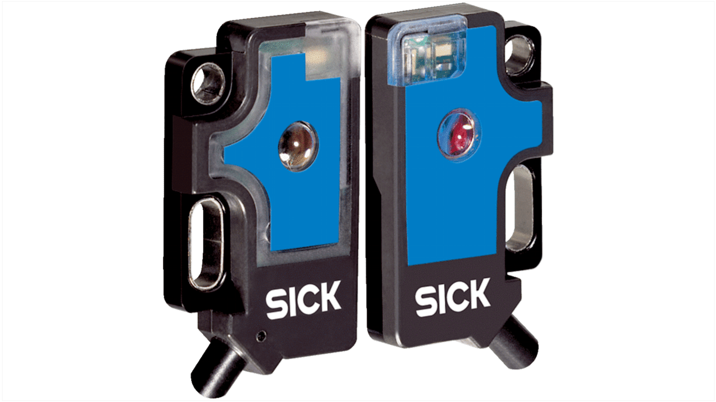 Fotocélula rectangular Sick, Sistema Barrera de Luz, alcance 0,5 m, salida NPN, Cable libre, IP67