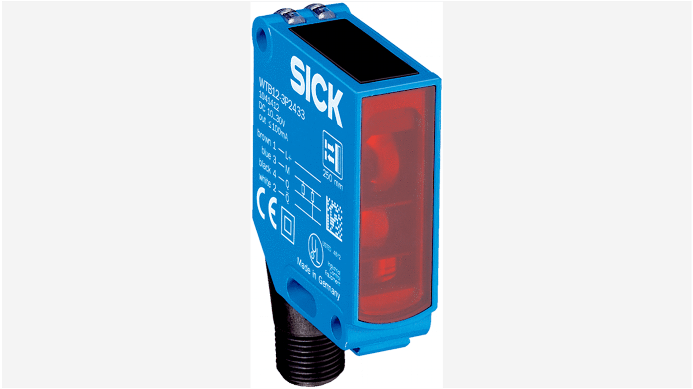 Fotocélula rectangular Sick Proximidad, alcance 340 mm, salida PNP, Conector macho, IP66, IP67, IP69K