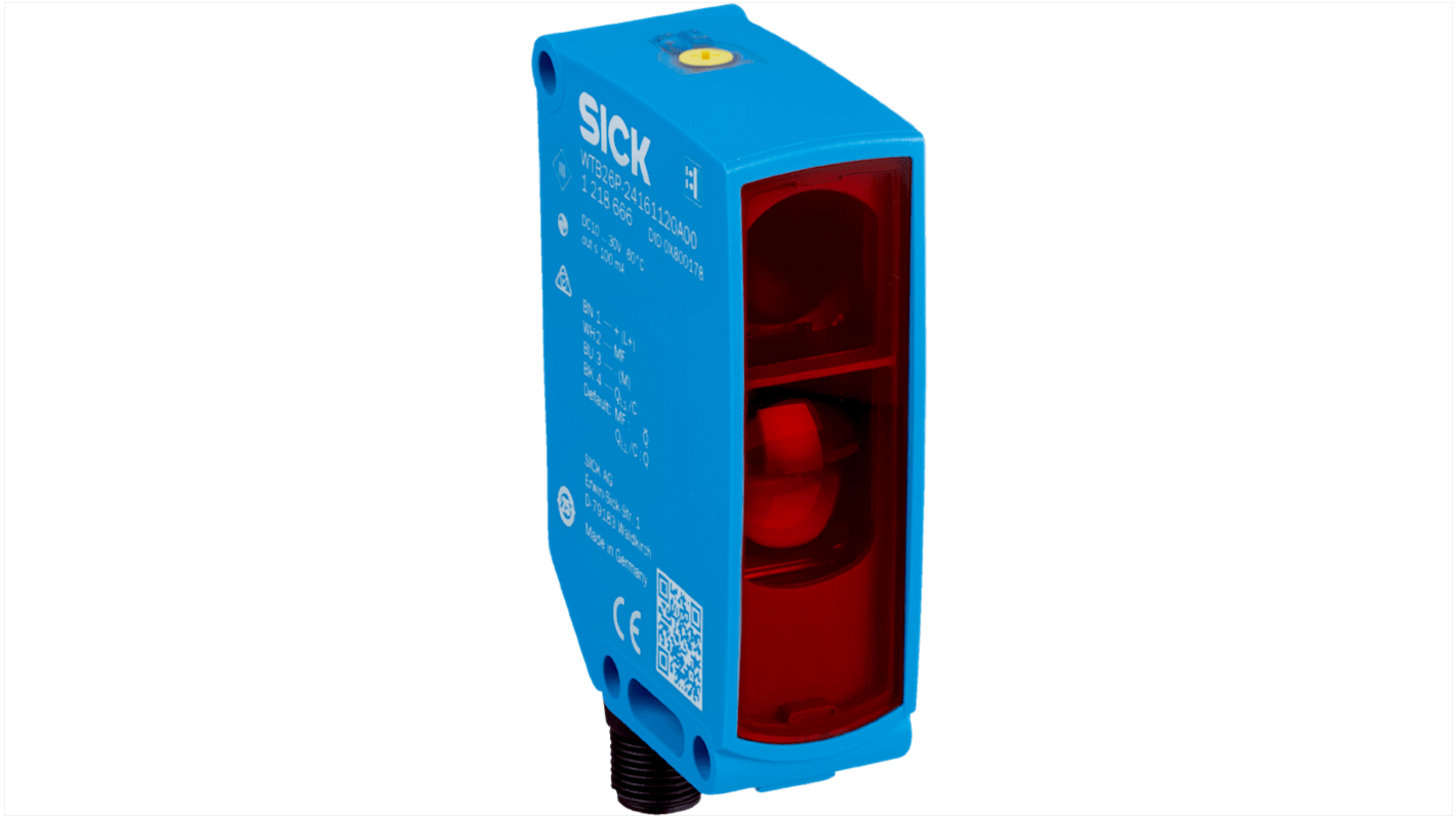 Fotocélula compacta Sick, Sistema Supresión de Fondo, alcance 30 → 3000 mm, salida NPN, PNP, Conector Cableado