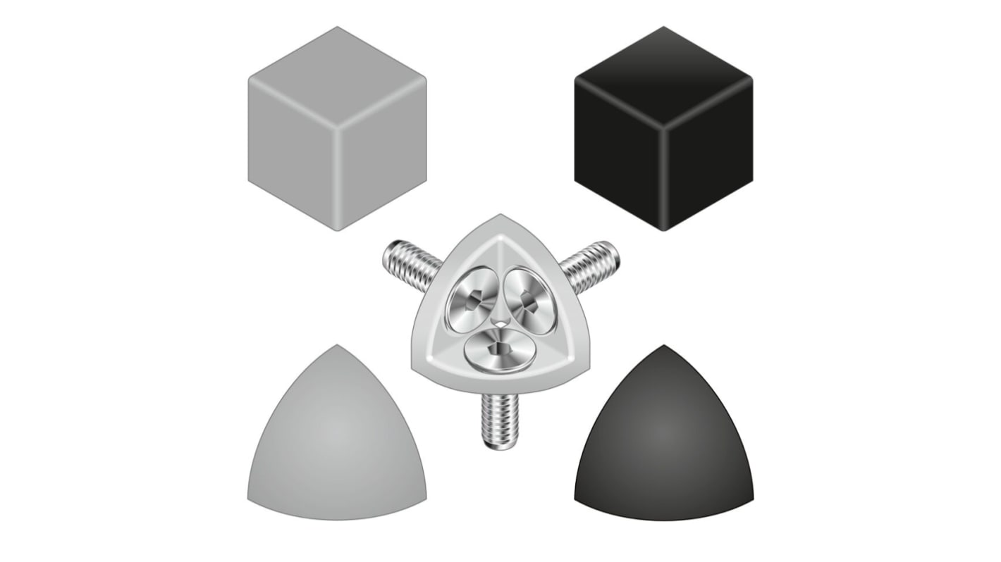 Bosch Rexroth Grey Corner Bracket Cap, 30 x 30R Strut Profile