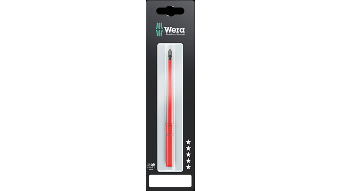 Wera 絶縁ドライバ差替軸, Phillips, チップサイズ：PH2, VDE/1000V認証あり, 05004414001