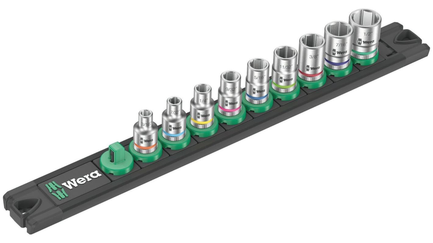 Wera 1/4 Zoll 6-Punkt Standard-Steckschlüsselsatz 9-teilig