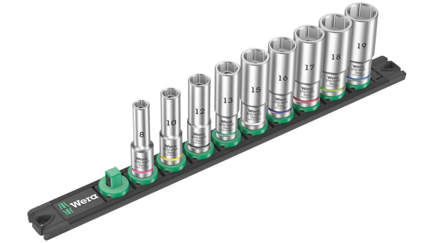 05005440001 Wera 9Piece Metric 3/8 in Deep Socket Set , 6 point RS