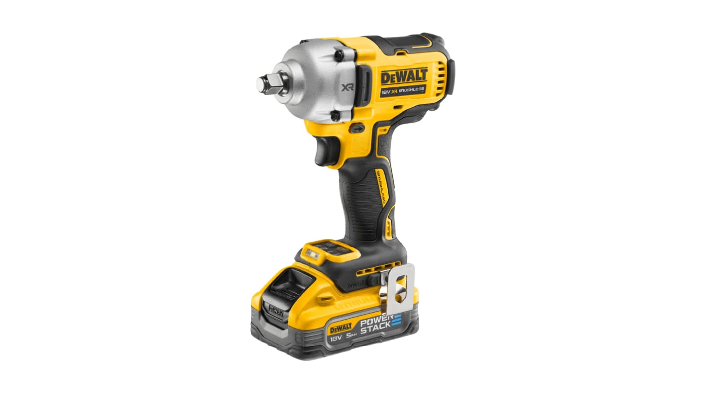 DeWALT 1/2 in 18V, 5Ah Cordless Impact Wrench, UK Plug