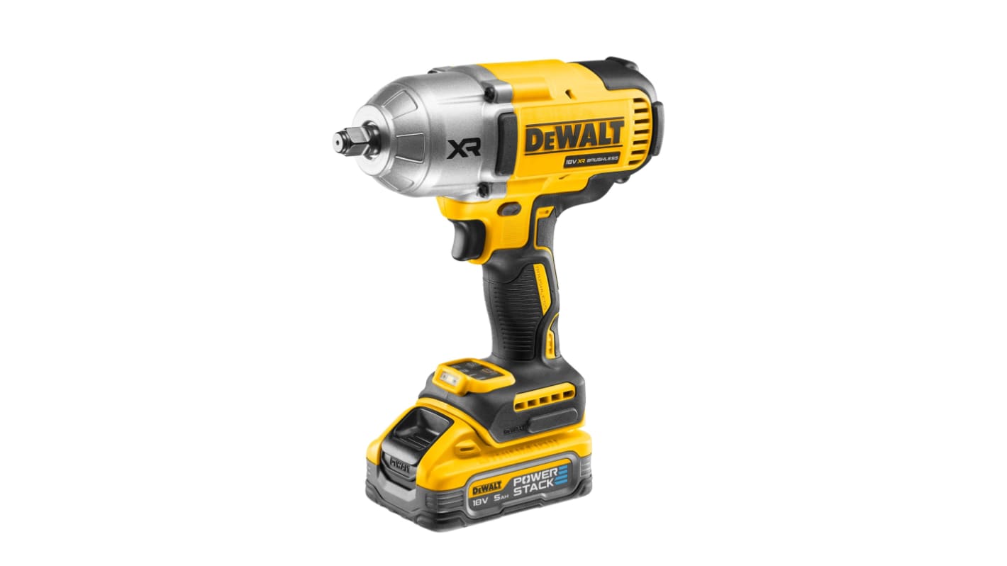 DeWALT 1/2 in 18V, 5Ah Cordless Impact Wrench, UK Plug