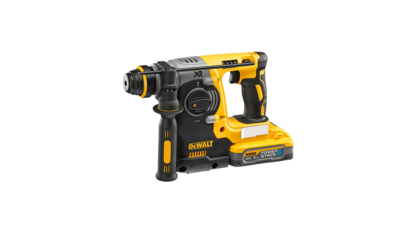 Taladro SDS Plus DeWALT a batería Li-Ion de 18V 5Ah con 1 batería, Enchufe UK