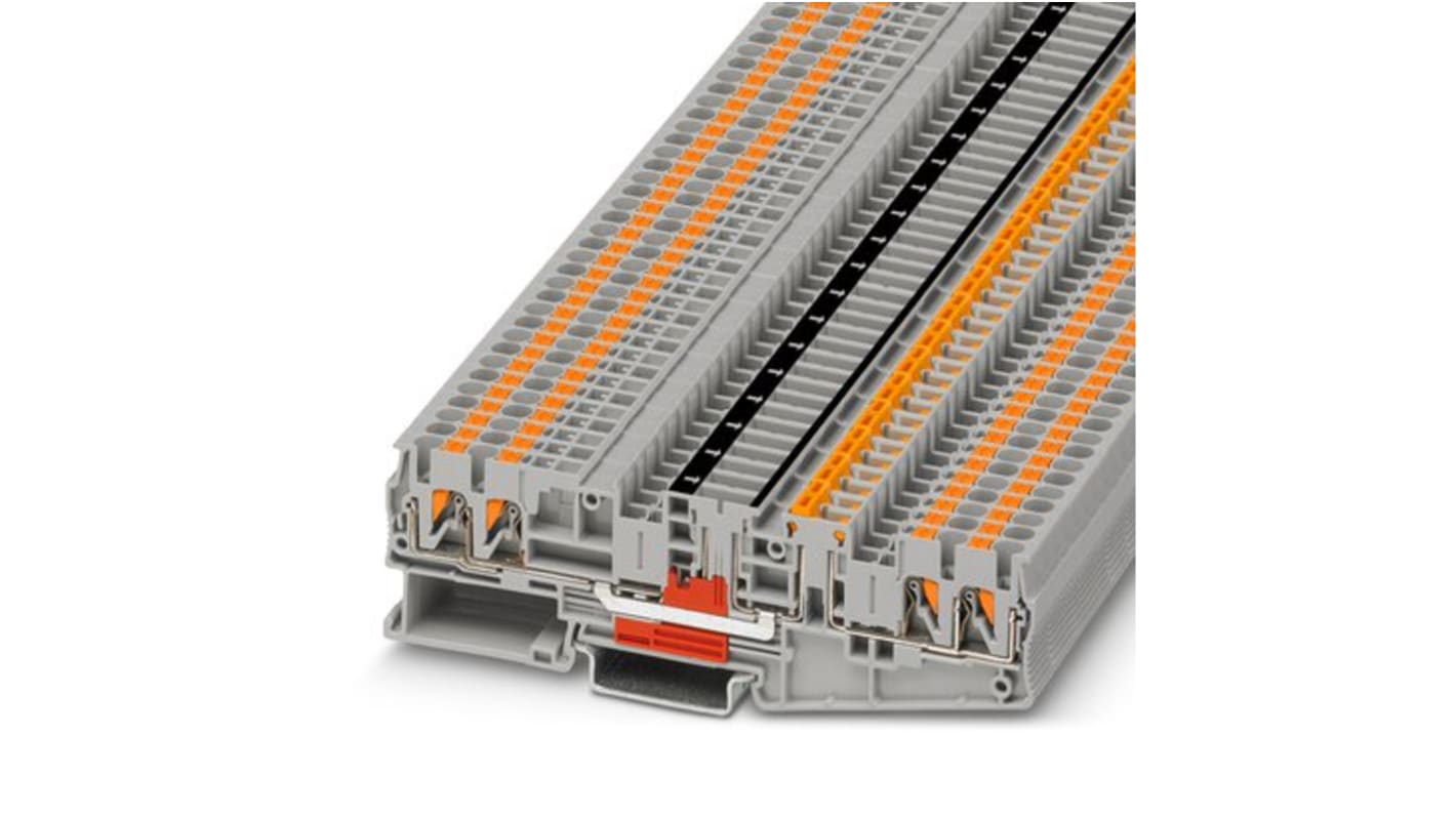 Phoenix Contact Grey Knife Disconnect Terminal Block, 3-Level, Push In Termination