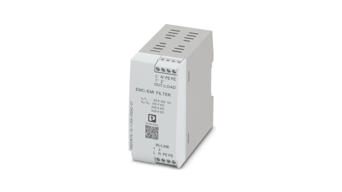 Phoenix Contact 20A 230 V ac, DIN Rail EMC Filter, Single Phase