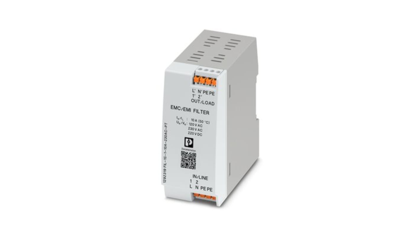 Phoenix Contact 10A 230 V ac, DIN Rail EMC Filter, Single Phase