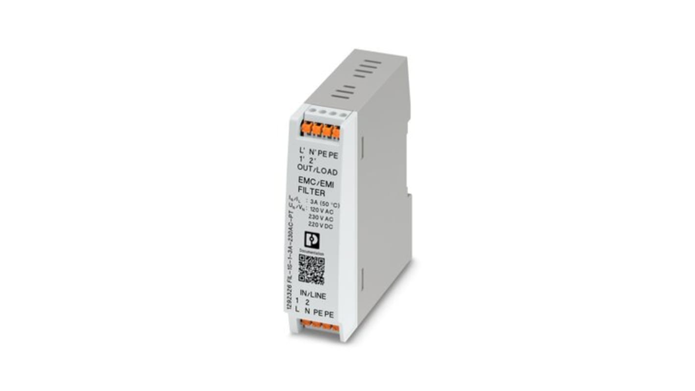 Phoenix Contact 3A 230 V ac, DIN Rail EMC Filter, Single Phase