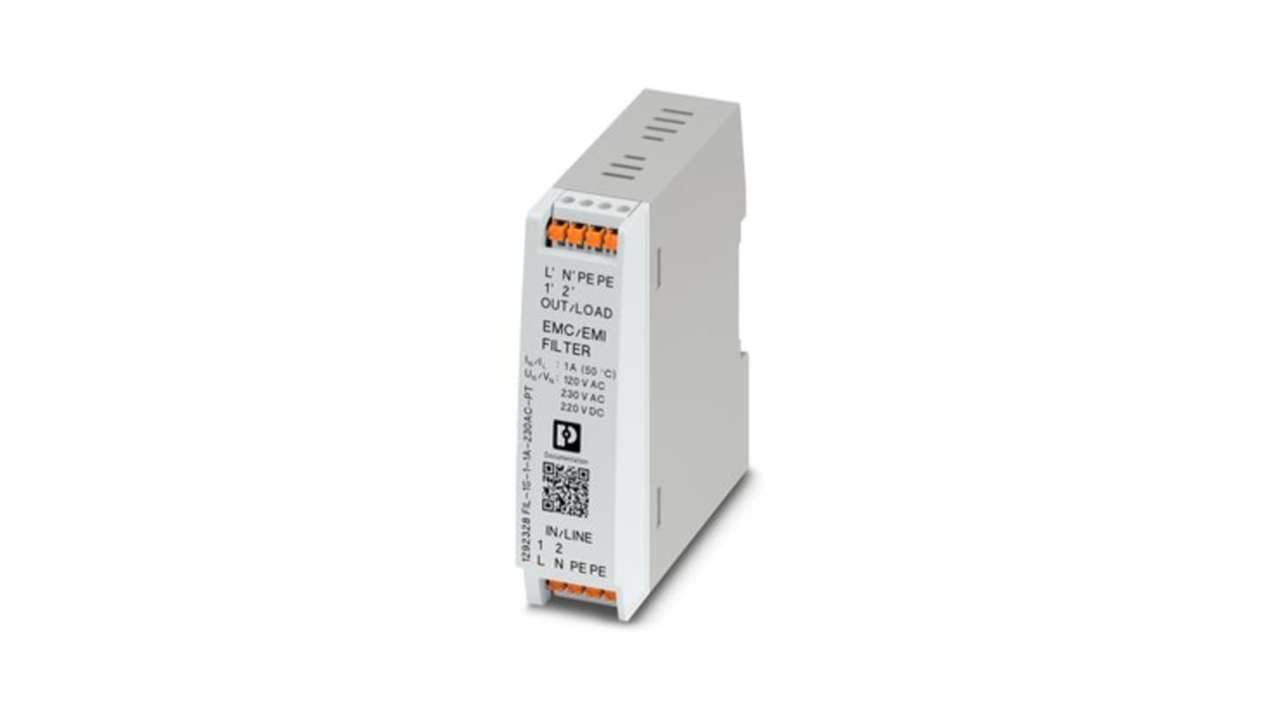 Phoenix Contact 1A 230 V ac, DIN Rail EMC Filter, Single Phase