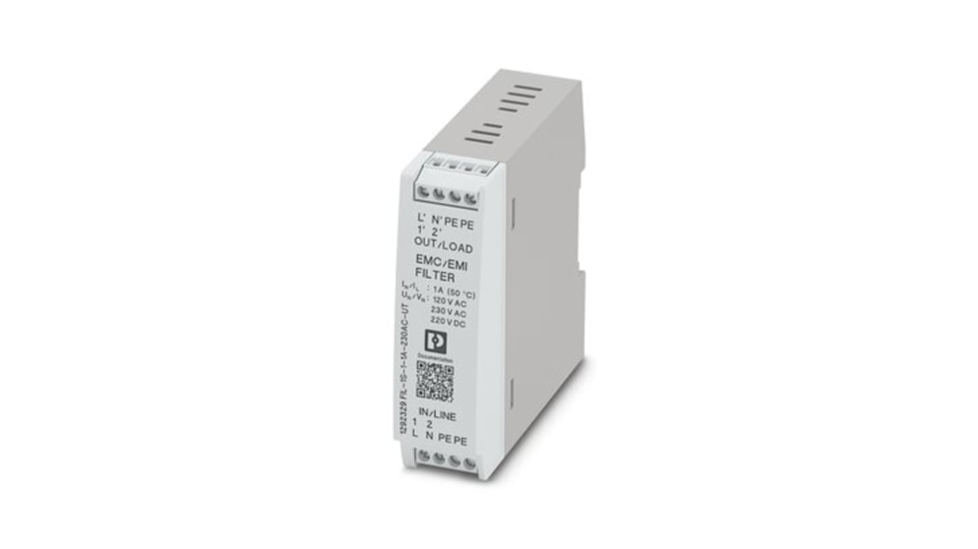 Phoenix Contact 1A 230 V ac, DIN Rail EMC Filter, Single Phase