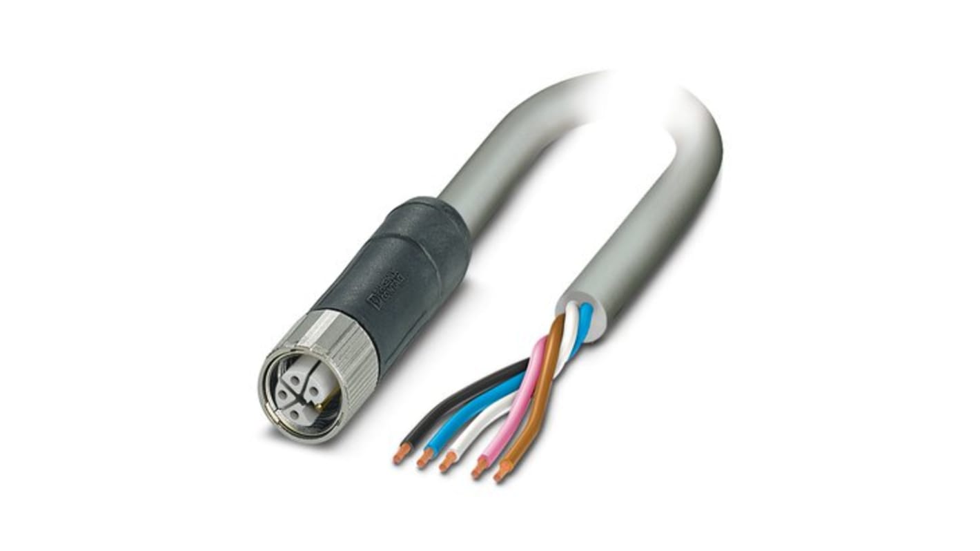 Cable de alimentación Potencia Phoenix Contact, 5 x 2,5 mm2, long. 10m, 63 V / 16 A (amperios), funda de PUR, Gris