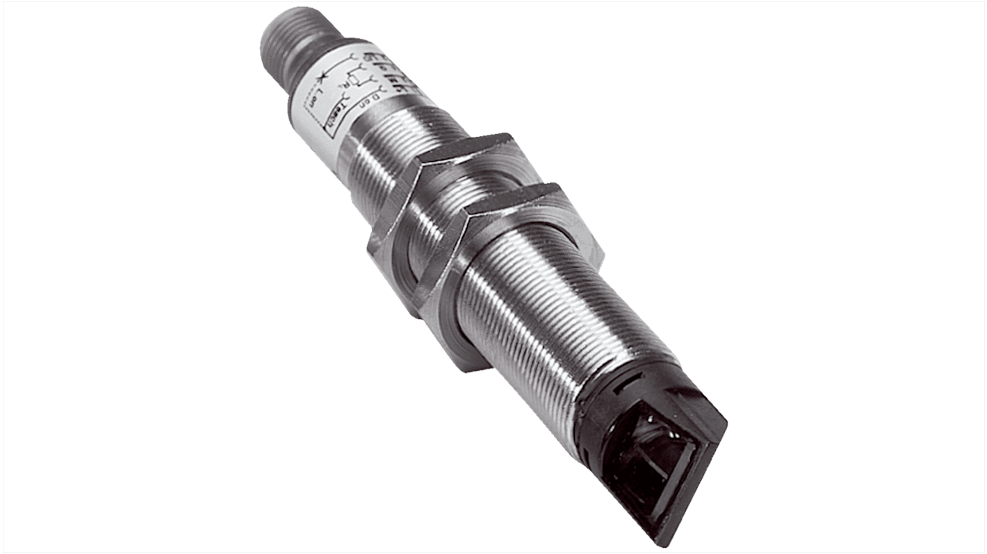 Sick V18 zylindrisch Optischer Sensor, Reflektierend, Bereich 0,1 → 35 m, NPN Ausgang, M12-Steckverbinder,