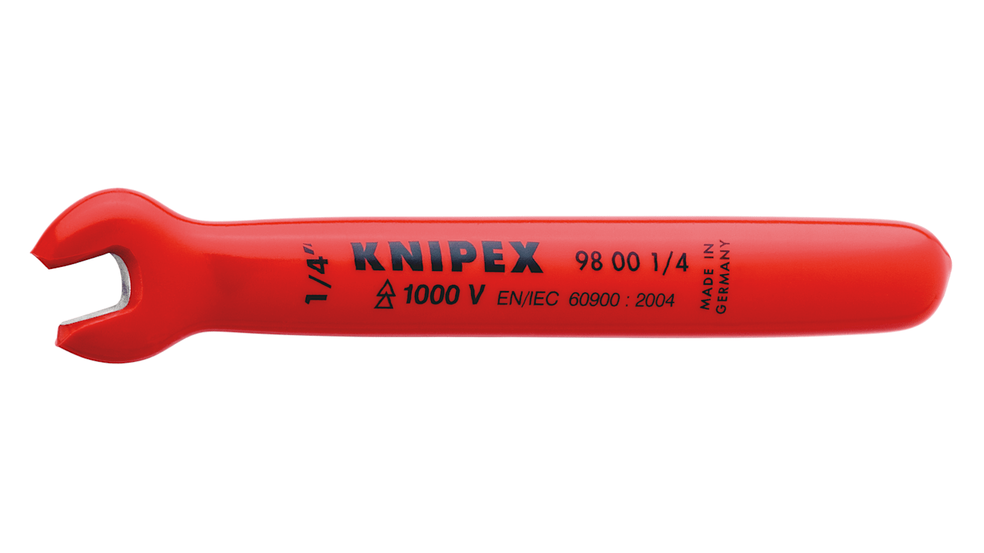 Knipex, SW 1/4 Zoll, SW 1/4Zoll VDE Maulschlüssel Verchromter Vanadium-Stahl , Länge 108 mm