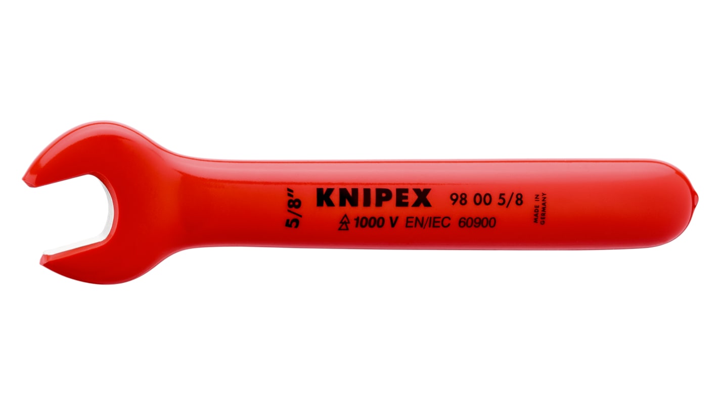 Knipex, SW 5/8 in, SW 5/8Zoll VDE Maulschlüssel Verchromter Vanadium-Stahl , Länge 165,1 mm