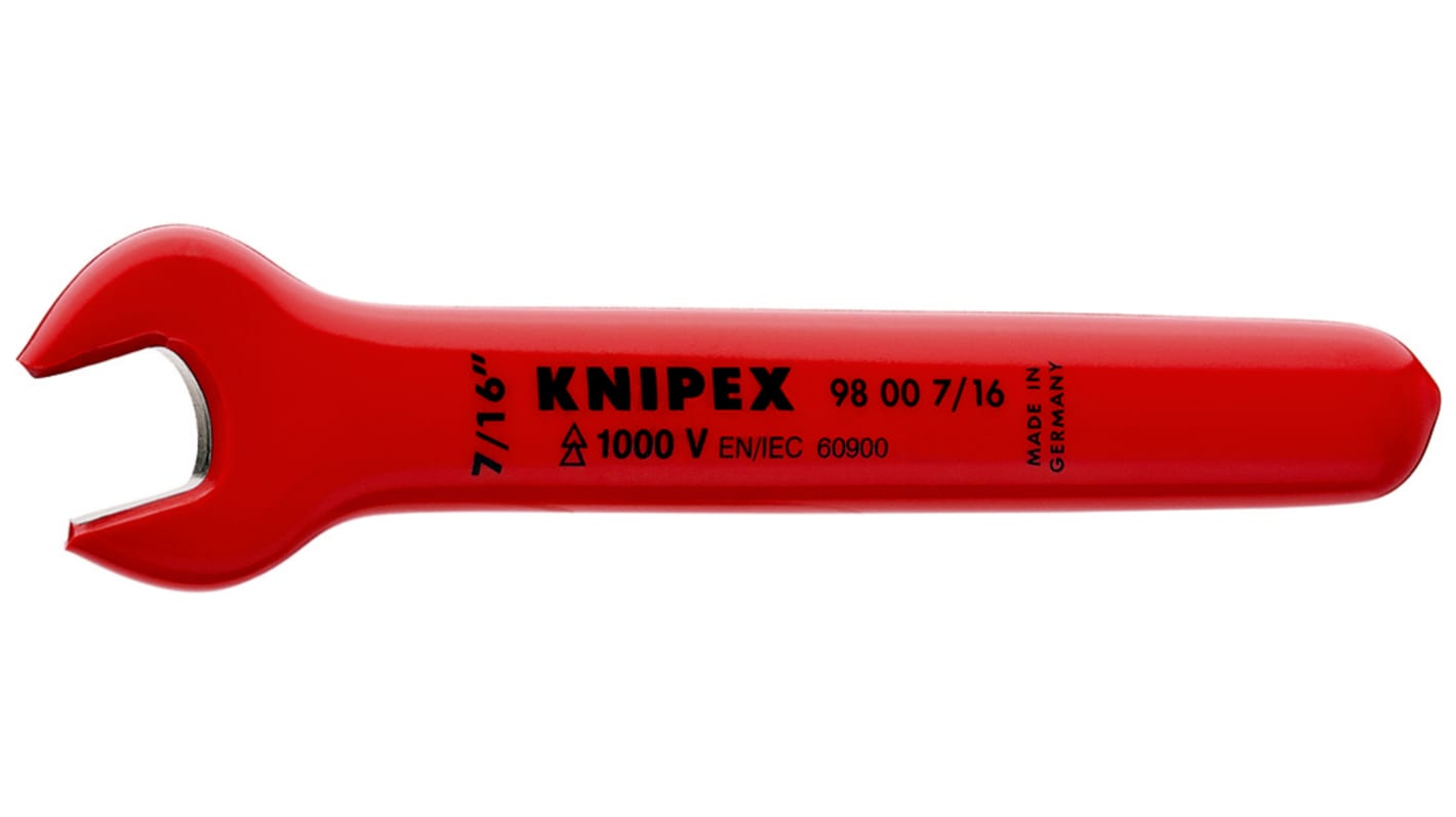 Knipex, SW 7/16 Zoll, SW 7/16Zoll VDE Maulschlüssel Verchromter Vanadium-Stahl , Länge 120,7 mm