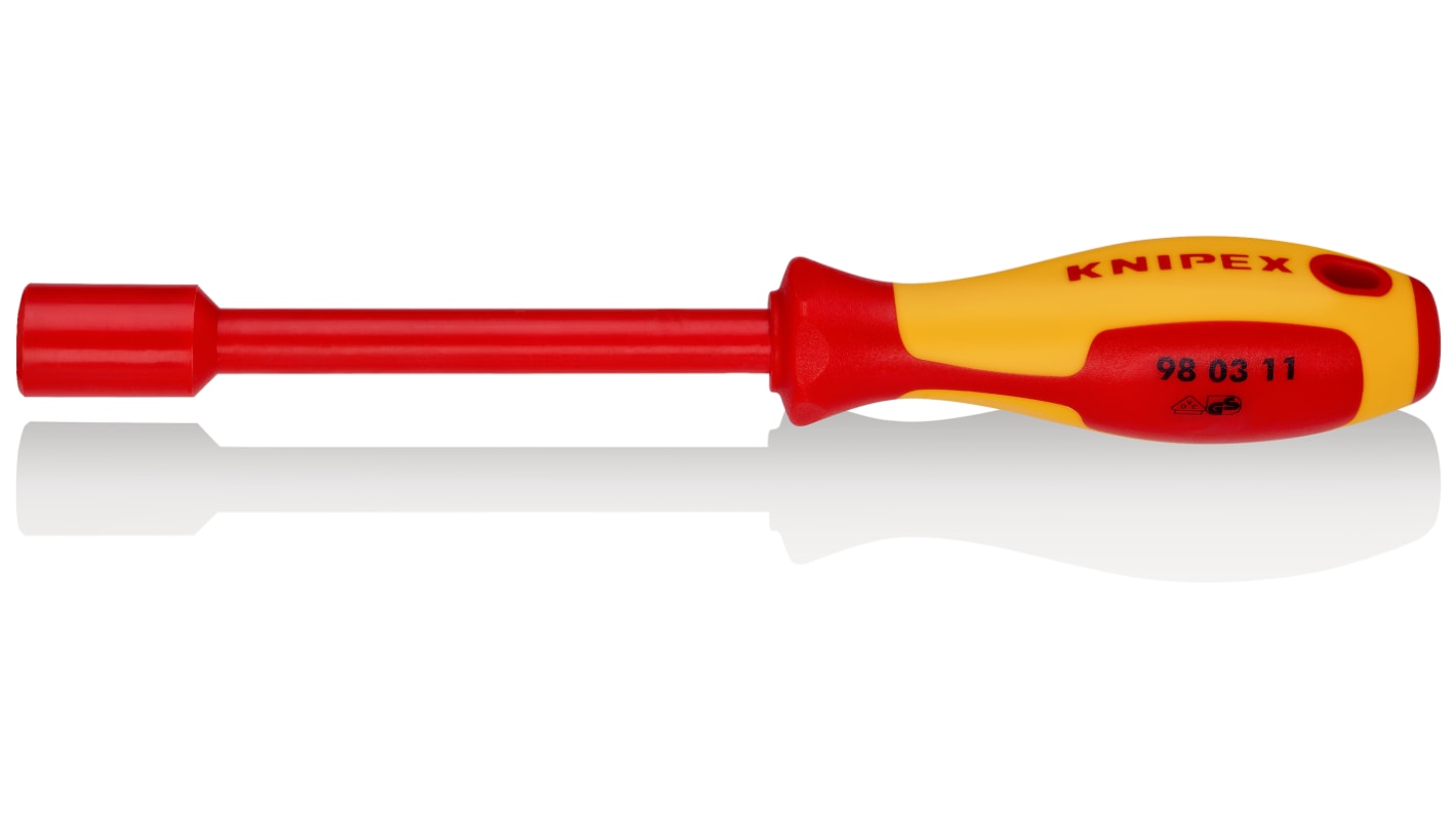 Knipex Hexagonal Nut Driver, 11 mm Tip, VDE/1000V, 125 mm Blade, 237 mm Overall