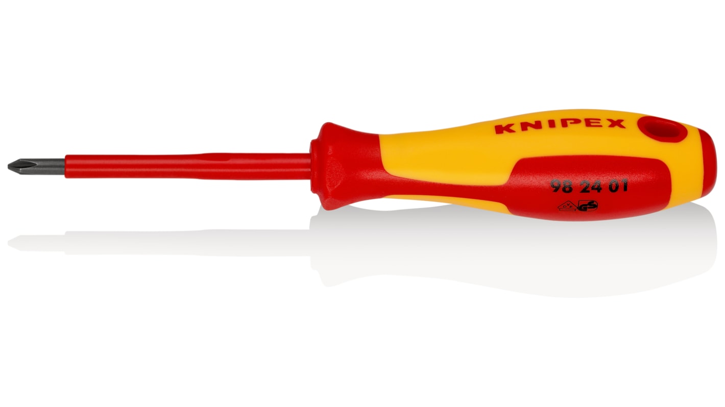 Knipex Phillips Insulated Screwdriver, PH1 Tip, 80 mm Blade, VDE/1000V, 187 mm Overall