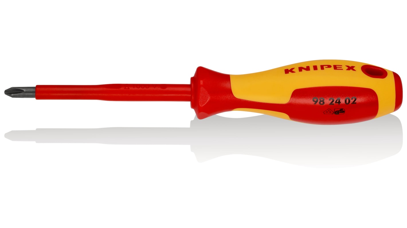 Knipex VDE PH2 PHILLIPS® Isolierter Schraubendreher, Hochlegierter Stahl, 212 mm / Klinge 100 mm