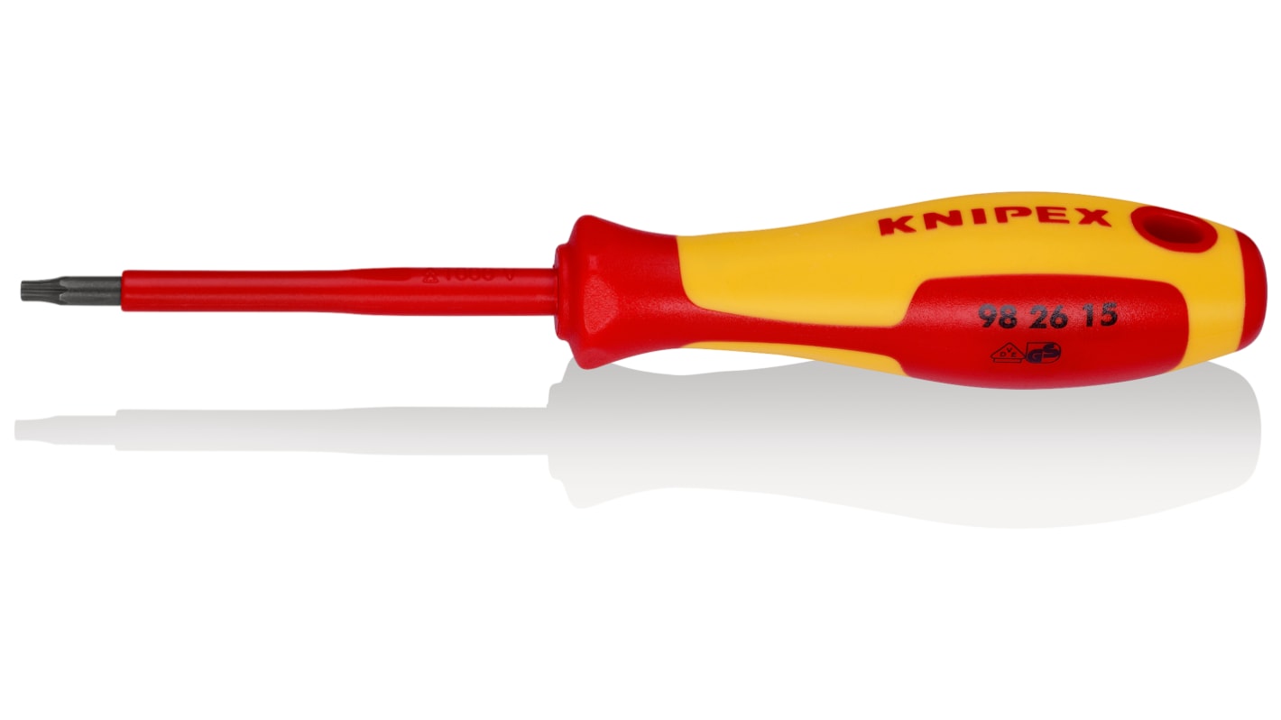 Knipex Torx Insulated Screwdriver, TX15 Tip, 80 mm Blade, VDE/1000V, 185 mm Overall