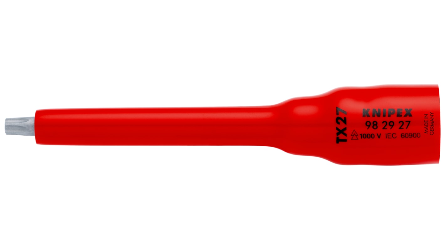 Knipex 3/8 in Drive 3/8in Torx, Torx Bit, TX27, VDE/1000V, 123 mm Overall Length