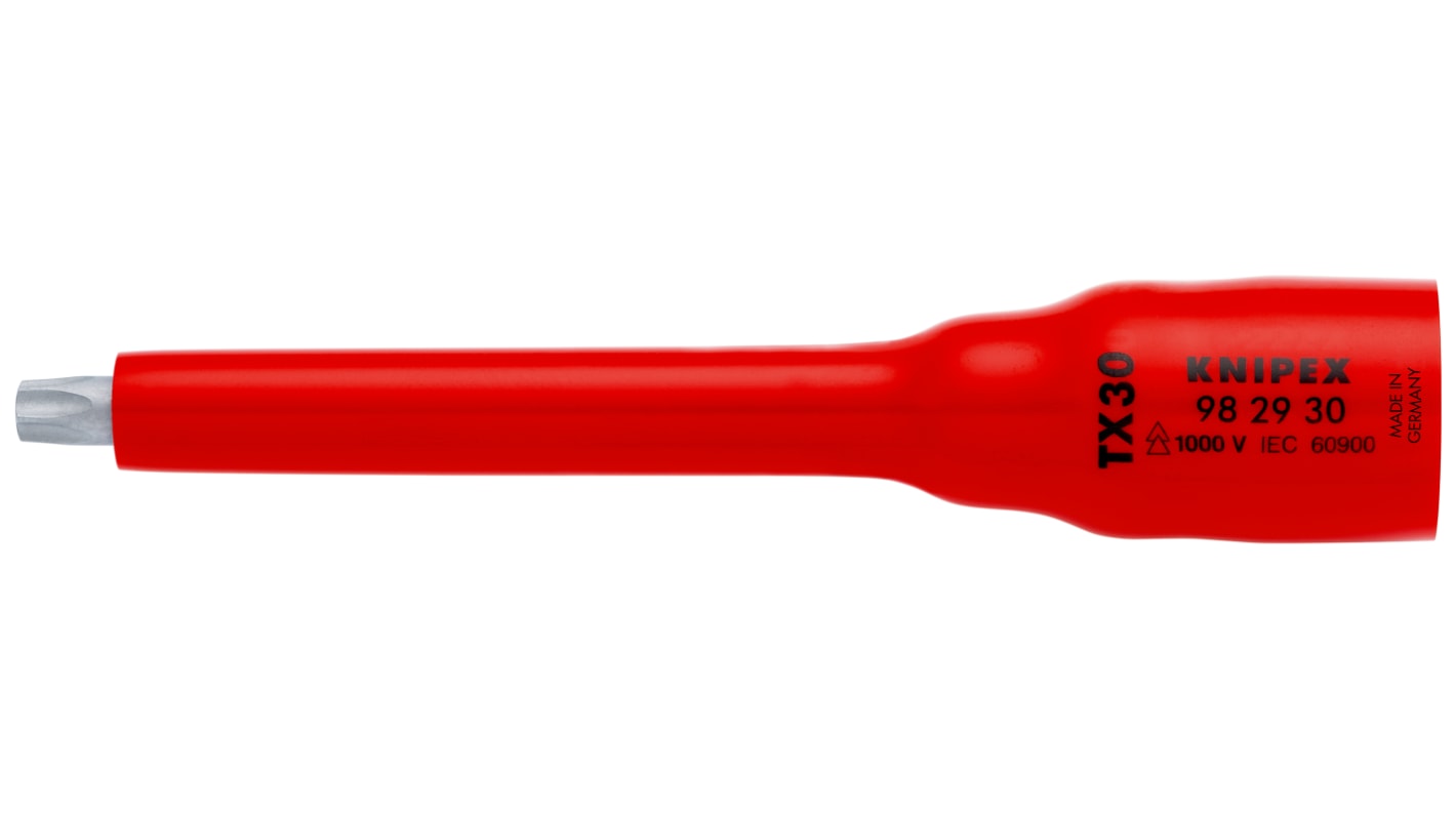 Knipex 3/8 in Drive 3/8in Torx, Torx Bit, TX30, VDE/1000V, 123 mm Overall Length