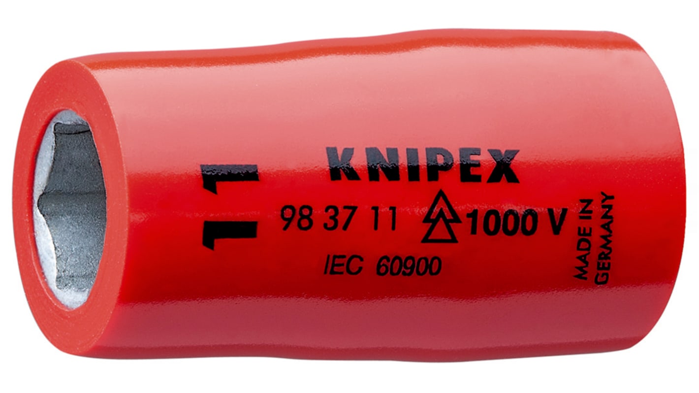 Knipex 98 37 11 3/8 Zoll Isolierte Standardbuchse Steckschlüsseleinsatz SW 3/8Zoll 6-Punkt VDE x 43 mm