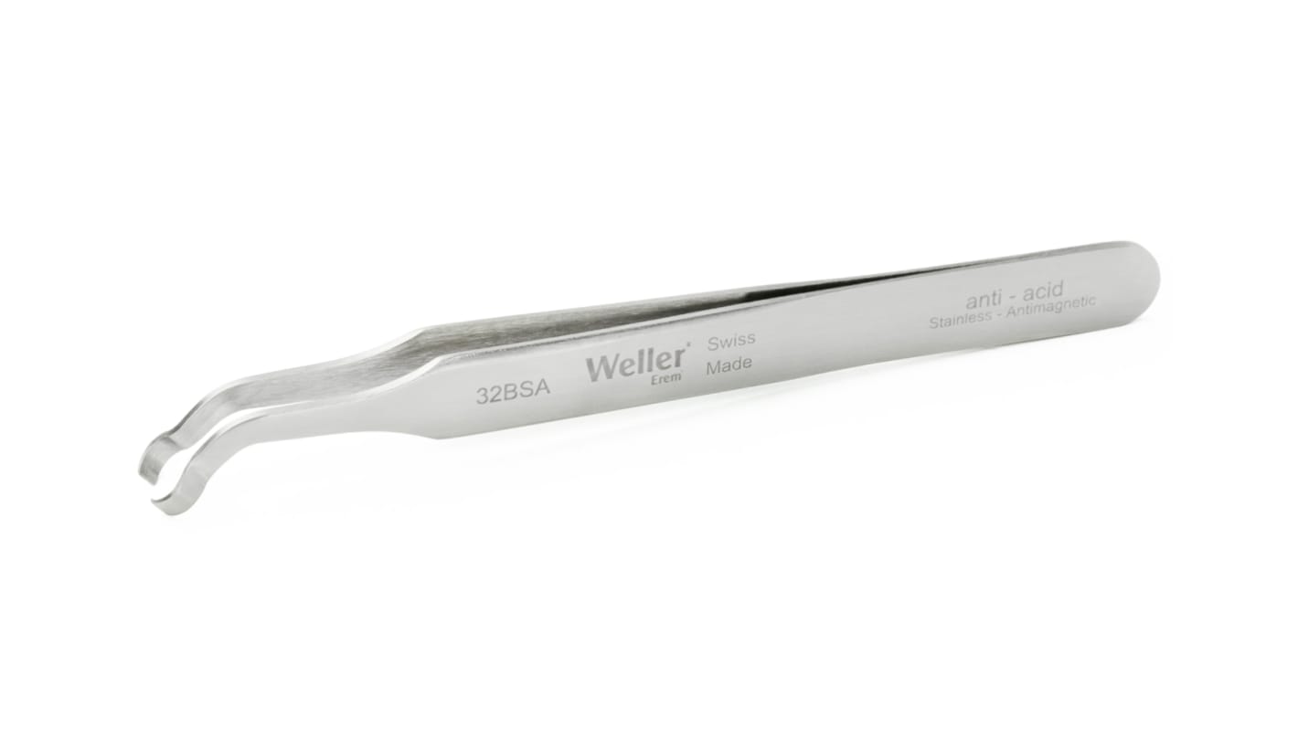 Weller 115 mm, Stainless Steel, Rounded, Tweezers