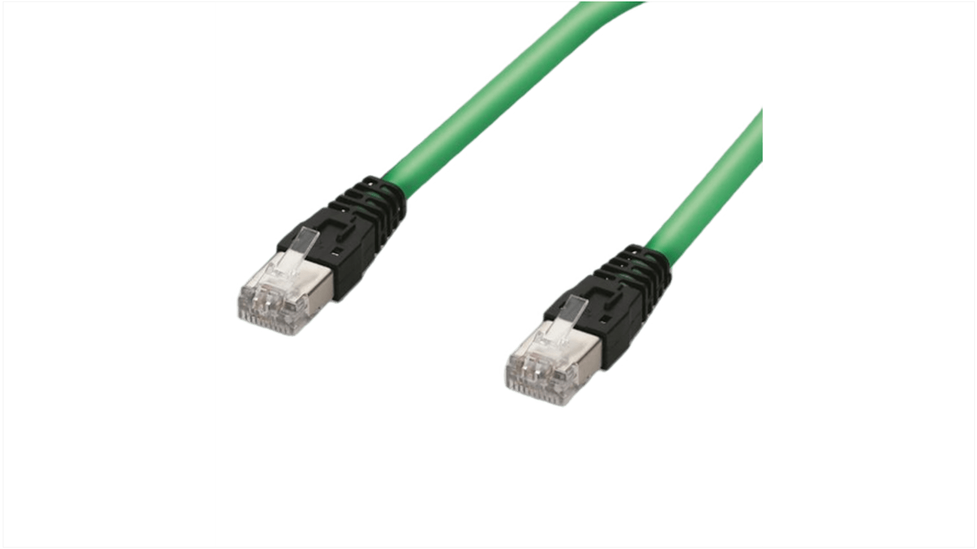 F Lutze Ltd Cat5 Straight Male RJ45 to Straight Male RJ45 Ethernet Cable, Shielded, Green Polyurethane Sheath, 1m,