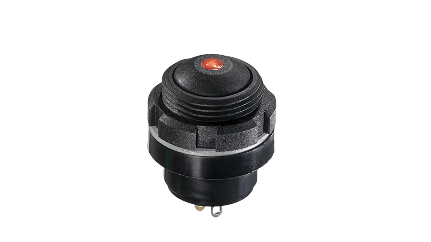 APEM IZ Series Illuminated Push Button Switch, Momentary, Panel Mount, 15mm Cutout, 1 NO, Red LED, 24V dc, IP67