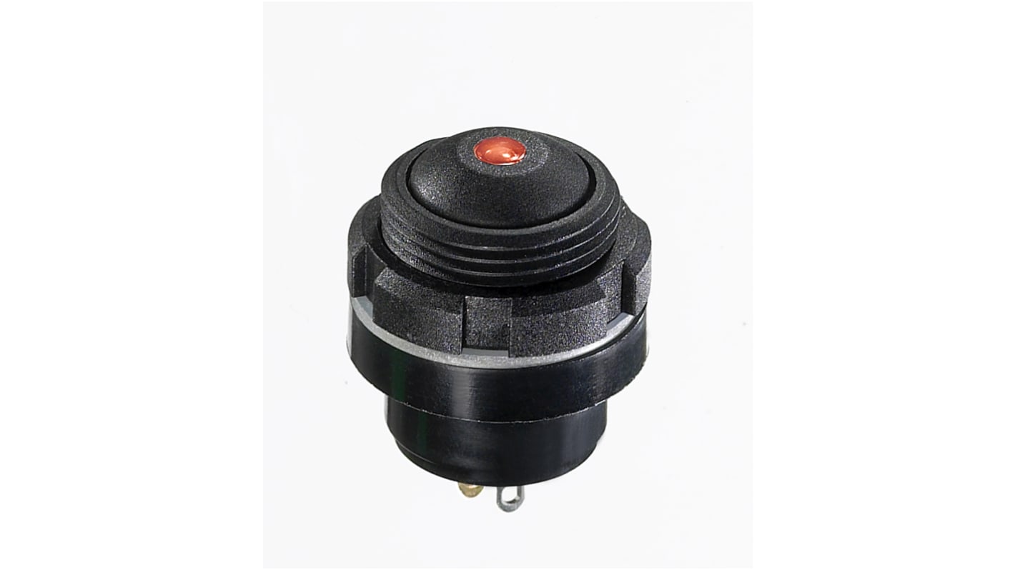 APEM IZ Series Illuminated Push Button Switch, Momentary, Panel Mount, 15mm Cutout, 1 NO, Green LED, 48V dc, IP67