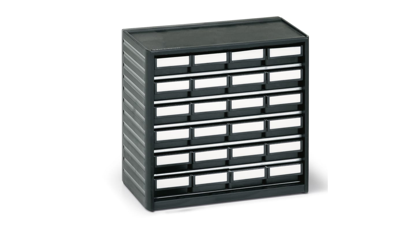 Treston 24 Drawer Storage Unit, PP, 290mm x 310mm x 180mm, Black