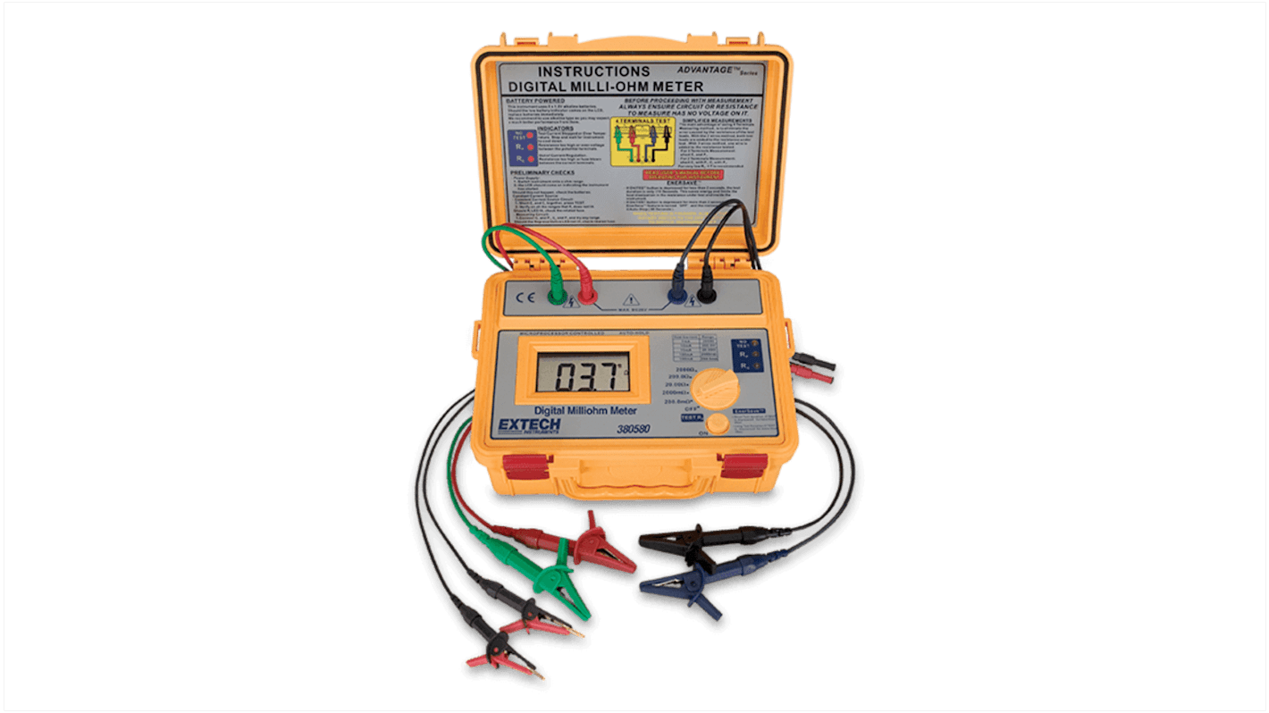 Extech Ohmmeter model EEH 380580-NIST, 2000 Ω, 4-leder måling