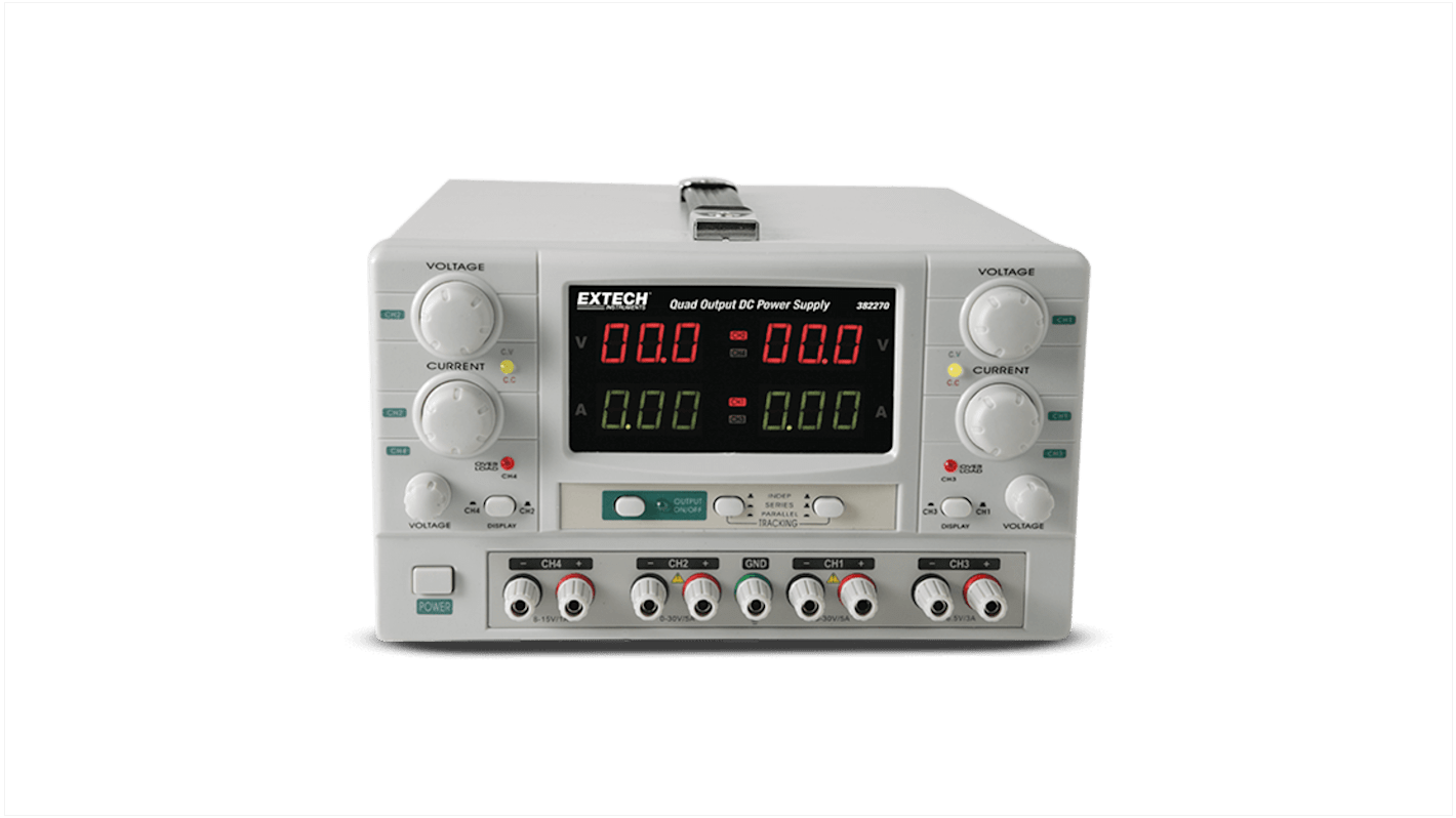 Extech 382 Series Analogue Bench Power Supply, 0 → 30V, 0 → 5A, 2-Output