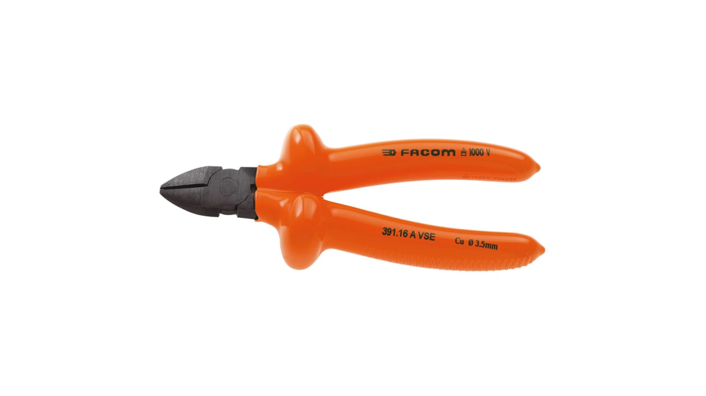 Facom 391.16AVSE Pliers, 165 Overall, Straight Tip, VDE/1000V, 70mm Jaw