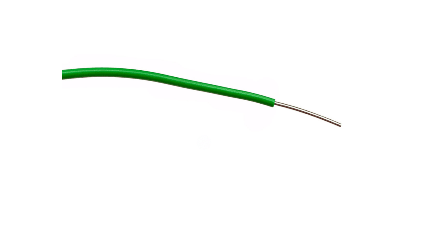 Cable de conexión RS PRO, área transversal 0,3 mm² Filamentos del Núcleo 1/0,6 mm Verde, 1.000 V ac, long. 100m